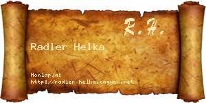 Radler Helka névjegykártya